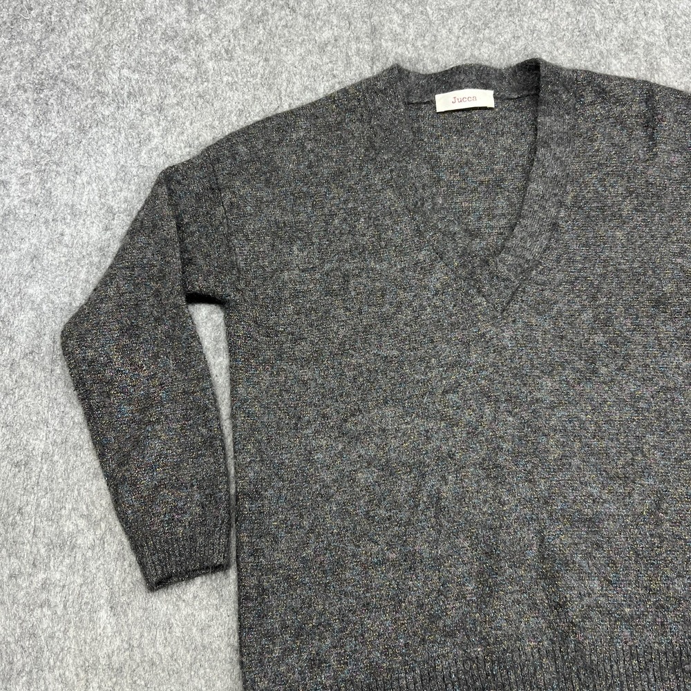 Jucca Sweater Womens Small Gray Mohair Blend V Neck Knit Pullover Made Italy‎ - Picture 4 of 16